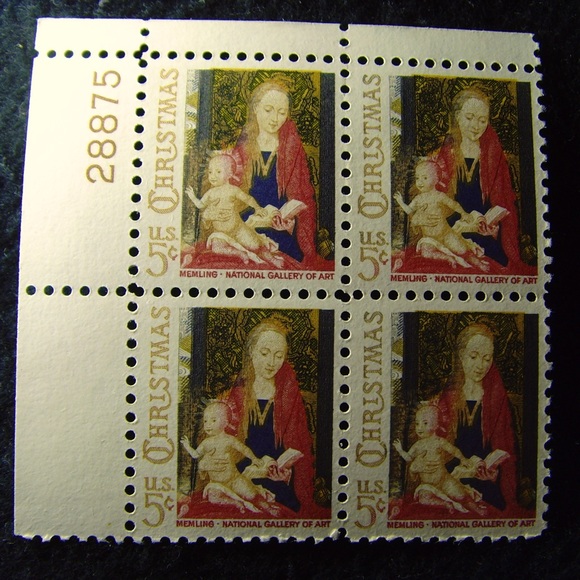 Scott #1321 1966 Christmas Plate Block - Picture 1 of 1
